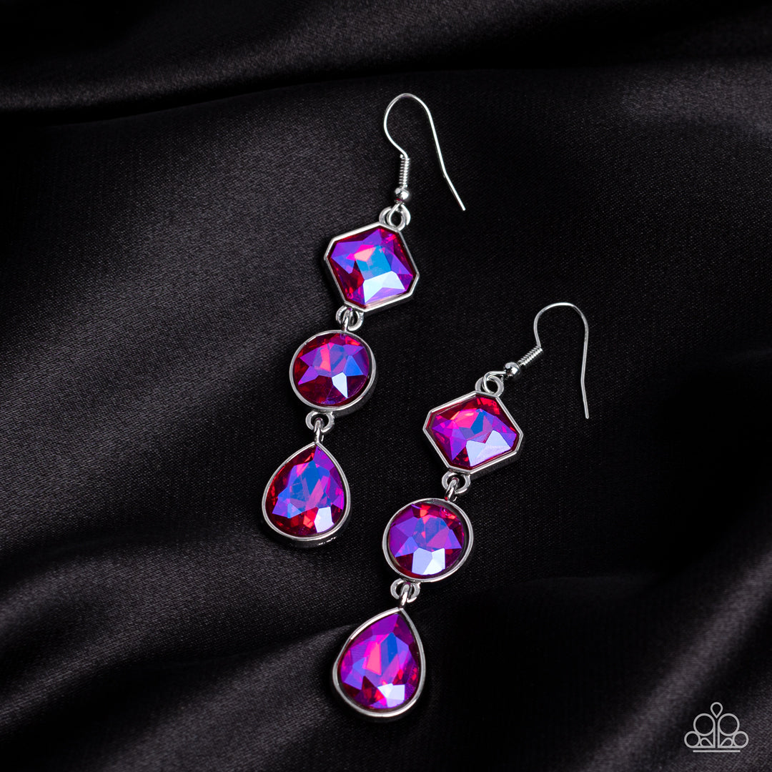 Reflective Rhinestones - Pink Earring