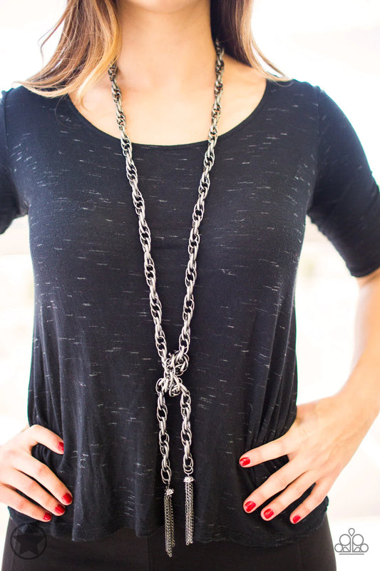 SCARFed for Attention (Gunmetal) - Black Necklace