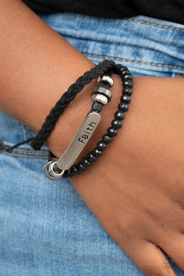 Let Faith Be Your Guide - Black Bracelet